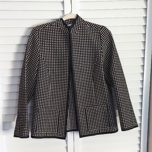 Laura Ashley Jacket, Size Small, Black & Whute Polkadot, Mandarin Collar, Cotton